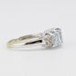 14K White Gold Three Oval Aquamarine & Diamond Ring 5.75 – 3.34 Grams