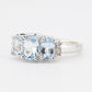 14K White Gold Three Oval Aquamarine & Diamond Ring 5.75 – 3.34 Grams