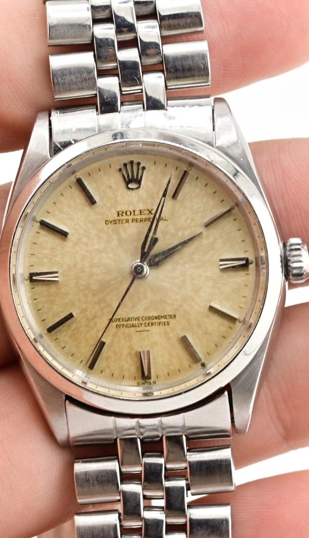 Rolex Oyster Perpetual 1002 Tropical Patina Dial Stainless Steel Automatic Watch