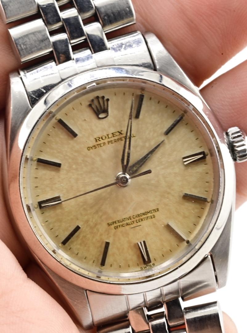 Rolex Oyster Perpetual 1002 Tropical Patina Dial Stainless Steel Automatic Watch