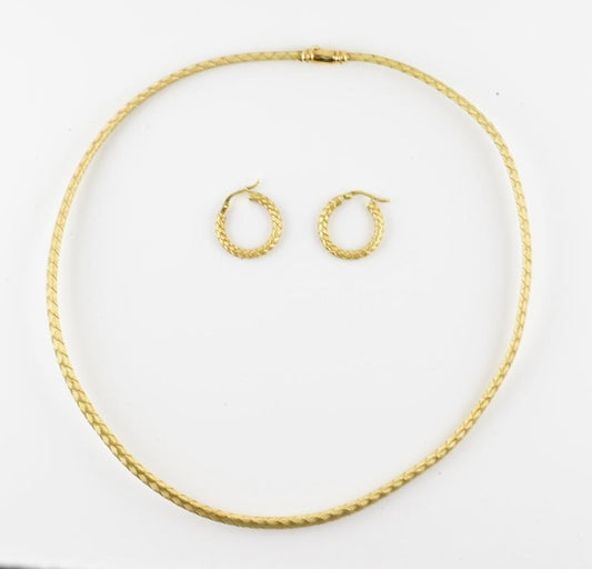 Roberto Coin 18K Yellow Gold Braided Necklace & Earrings Set 29.65g Italy 1220V