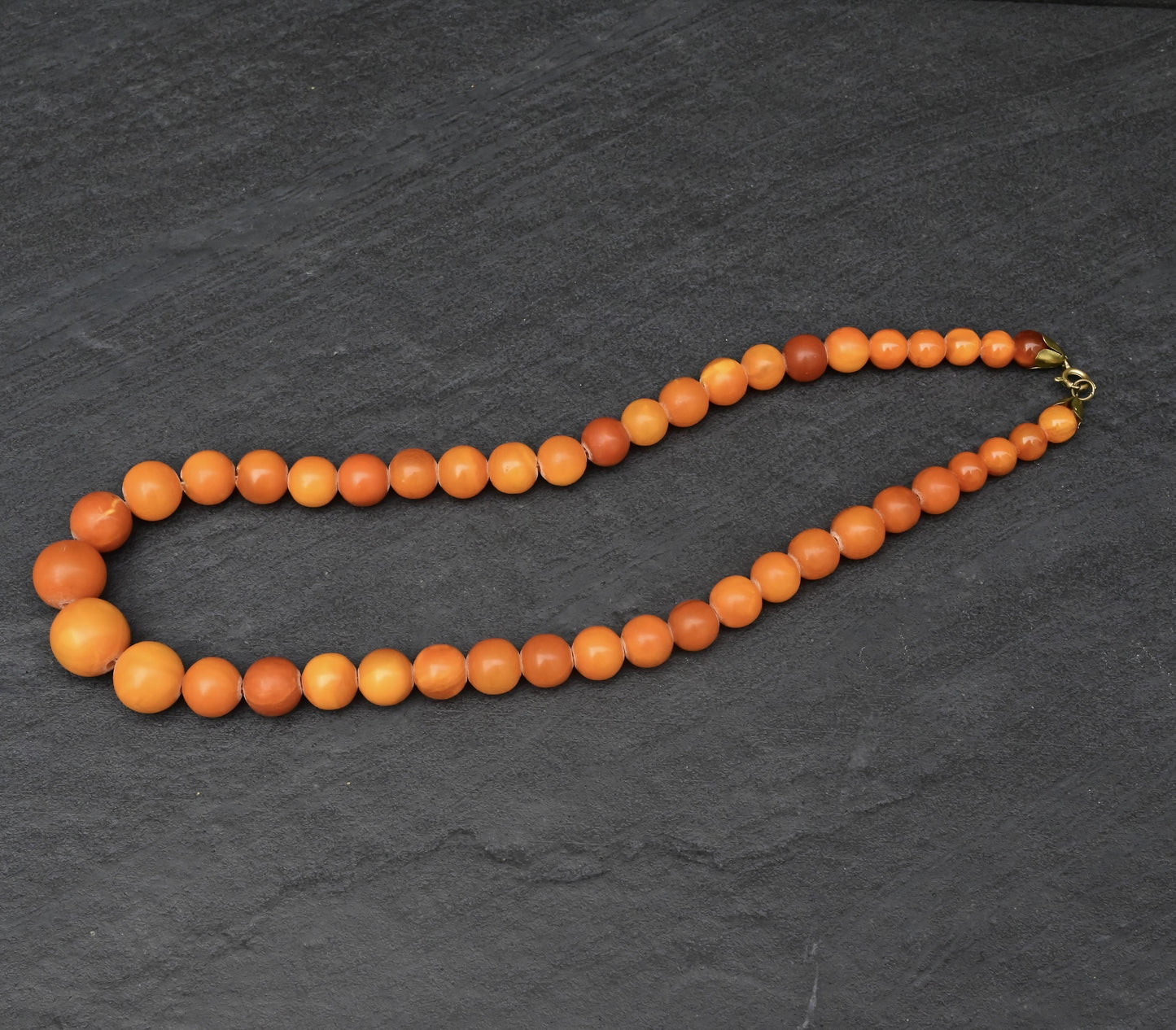 Fine Round Beaded Antique Butterscotch Amber Necklace 38 Grams