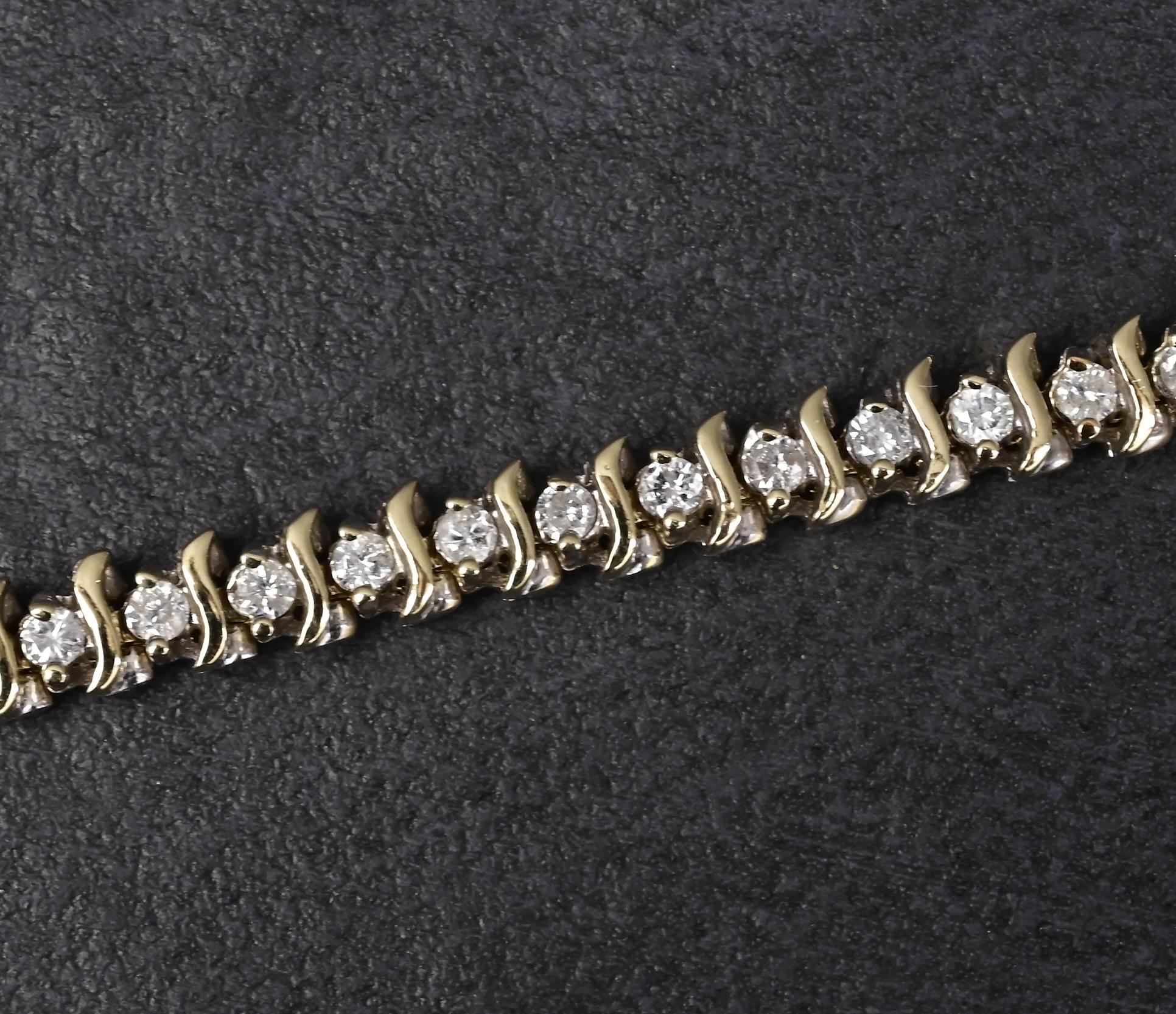 14K Yellow Gold Tennis Bracelet 1.68ct Natural Diamonds IGI Certified 7”