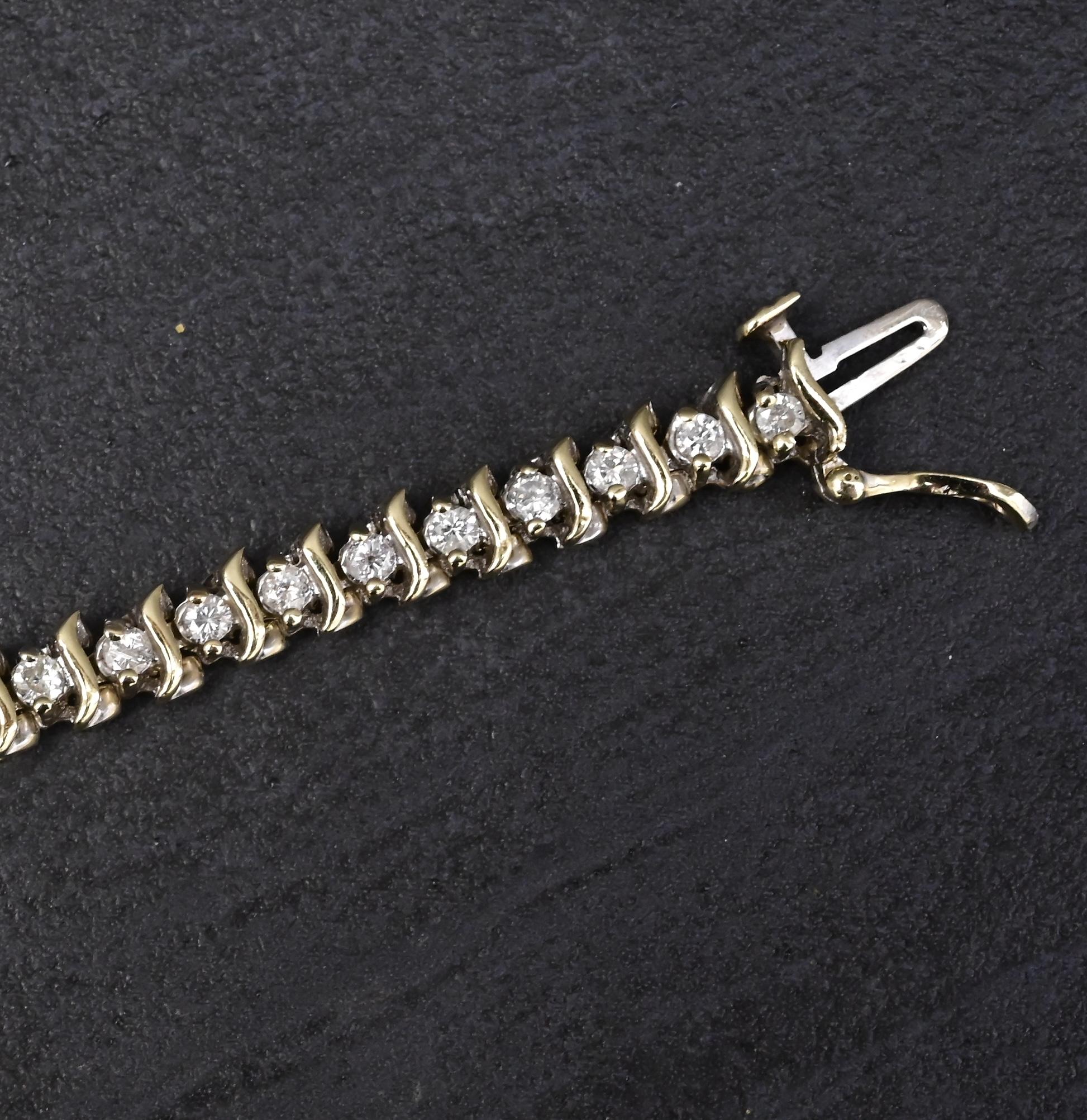 14K Yellow Gold Tennis Bracelet 1.68ct Natural Diamonds IGI Certified 7”
