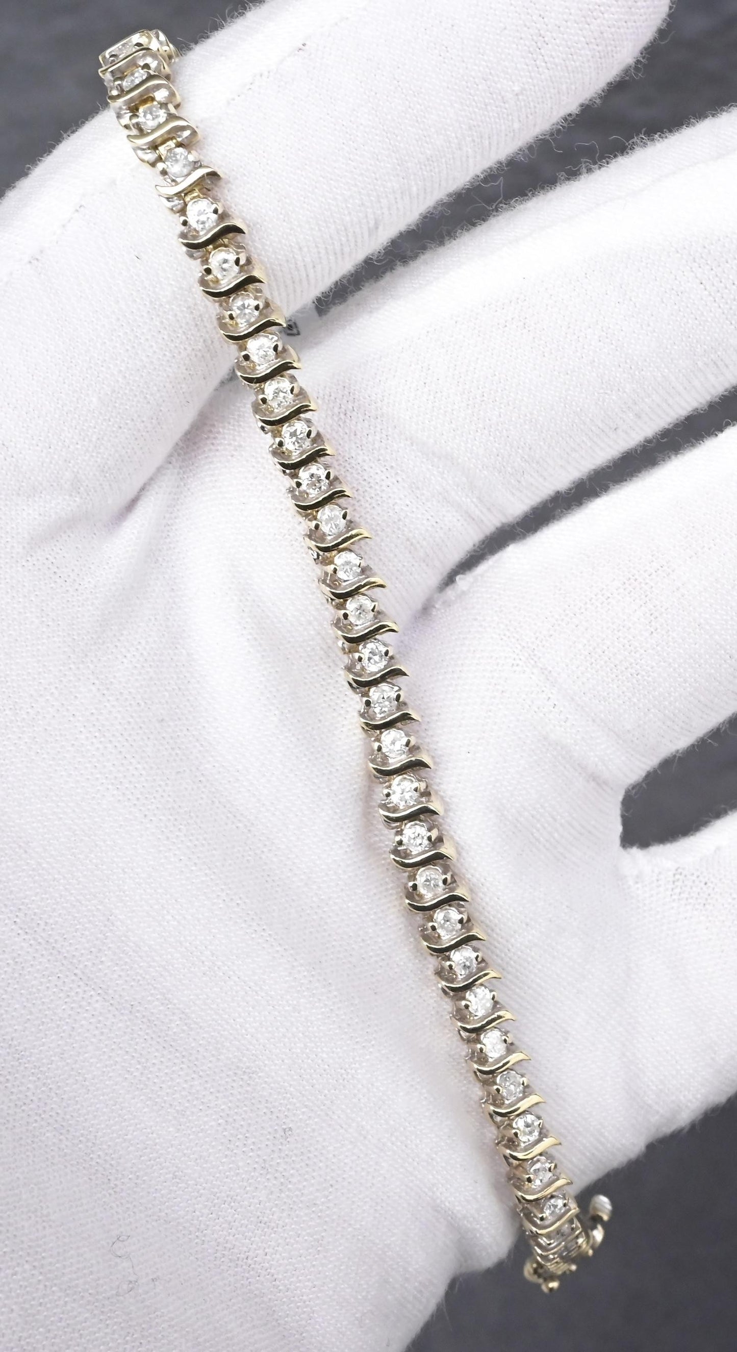 14K Yellow Gold Tennis Bracelet 1.68ct Natural Diamonds IGI Certified 7”