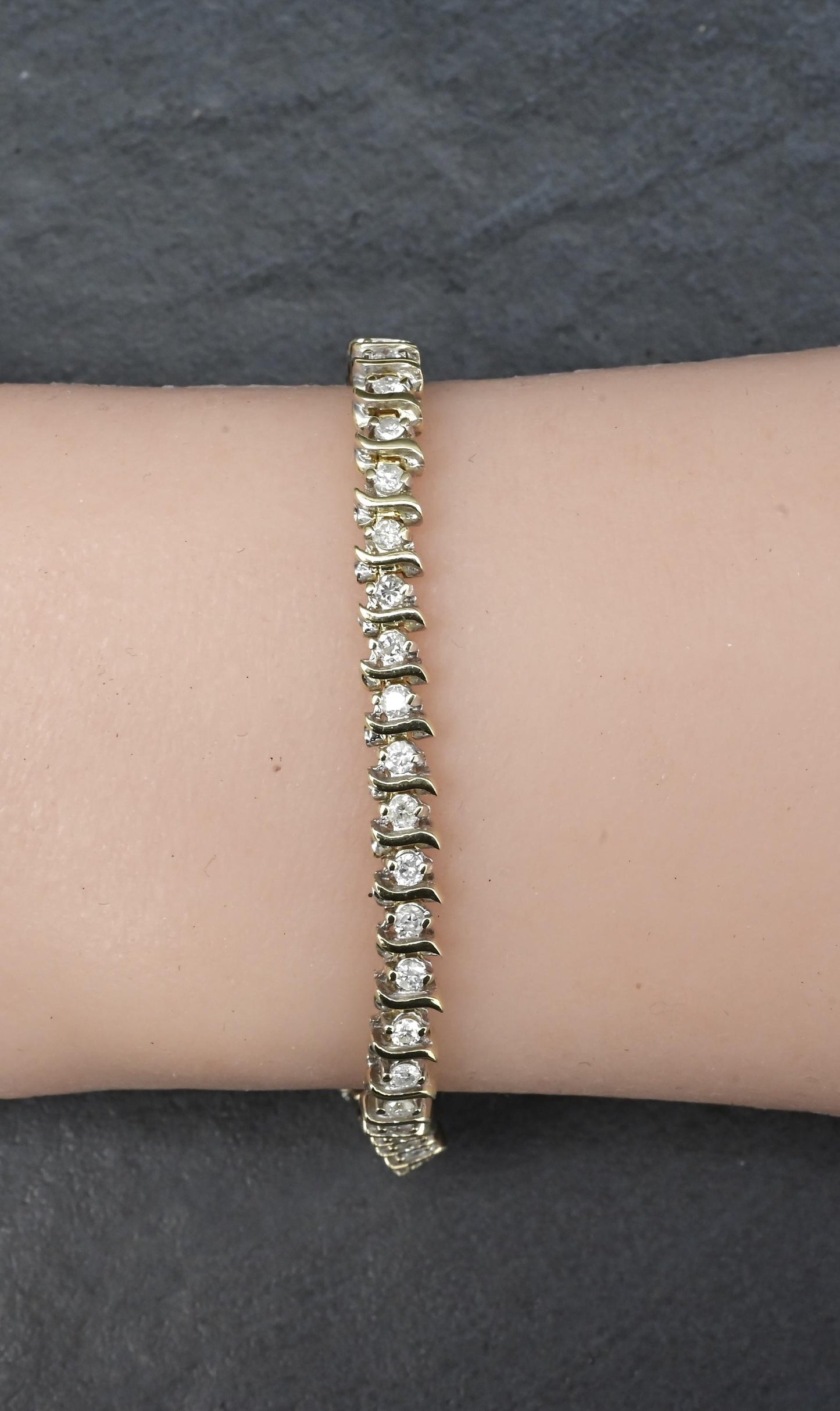 14K Yellow Gold Tennis Bracelet 1.68ct Natural Diamonds IGI Certified 7”