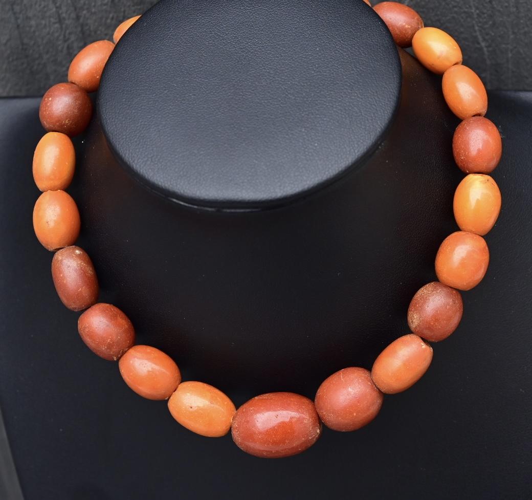 Antique Baltic Butterscotch Amber Graduated Bead Necklace 23 Beads 29.49 Grams