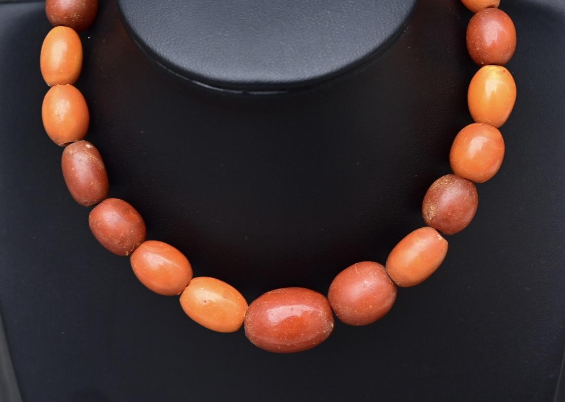 Antique Baltic Butterscotch Amber Graduated Bead Necklace 23 Beads 29.49 Grams