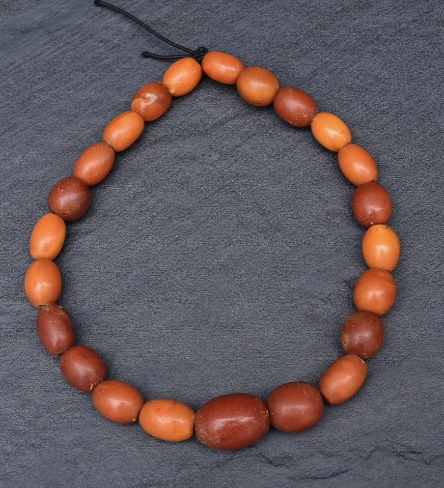 Antique Baltic Butterscotch Amber Graduated Bead Necklace 23 Beads 29.49 Grams