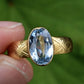 Antique 1800s 18K Yellow Gold Ring w/ Blue Lab-Grown Spinel – Oval Brilliant