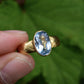 Antique 1800s 18K Yellow Gold Ring w/ Blue Lab-Grown Spinel – Oval Brilliant