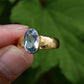 Antique 1800s 18K Yellow Gold Ring w/ Blue Lab-Grown Spinel – Oval Brilliant