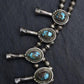 Antique Navajo Sterling Silver & Turquoise Squash Blossom Necklace – 175.69 Gs