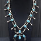 Navajo Selena Warner Sterling Silver & Turquoise Squash Blossom Necklace Signed