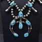 Navajo Selena Warner Sterling Silver & Turquoise Squash Blossom Necklace Signed