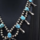 Navajo Selena Warner Sterling Silver & Turquoise Squash Blossom Necklace Signed