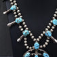 Navajo Selena Warner Sterling Silver & Turquoise Squash Blossom Necklace Signed