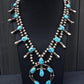 Navajo Selena Warner Sterling Silver & Turquoise Squash Blossom Necklace Signed