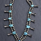 Navajo Selena Warner Sterling Silver & Turquoise Squash Blossom Necklace Signed