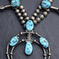 Navajo Selena Warner Sterling Silver & Turquoise Squash Blossom Necklace Signed