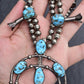 Navajo Selena Warner Sterling Silver & Turquoise Squash Blossom Necklace Signed