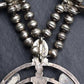 Navajo Selena Warner Sterling Silver & Turquoise Squash Blossom Necklace Signed