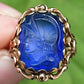 IGI Certified 10K Yellow Gold Carved Spinel Soldier Intaglio Ring Size 5