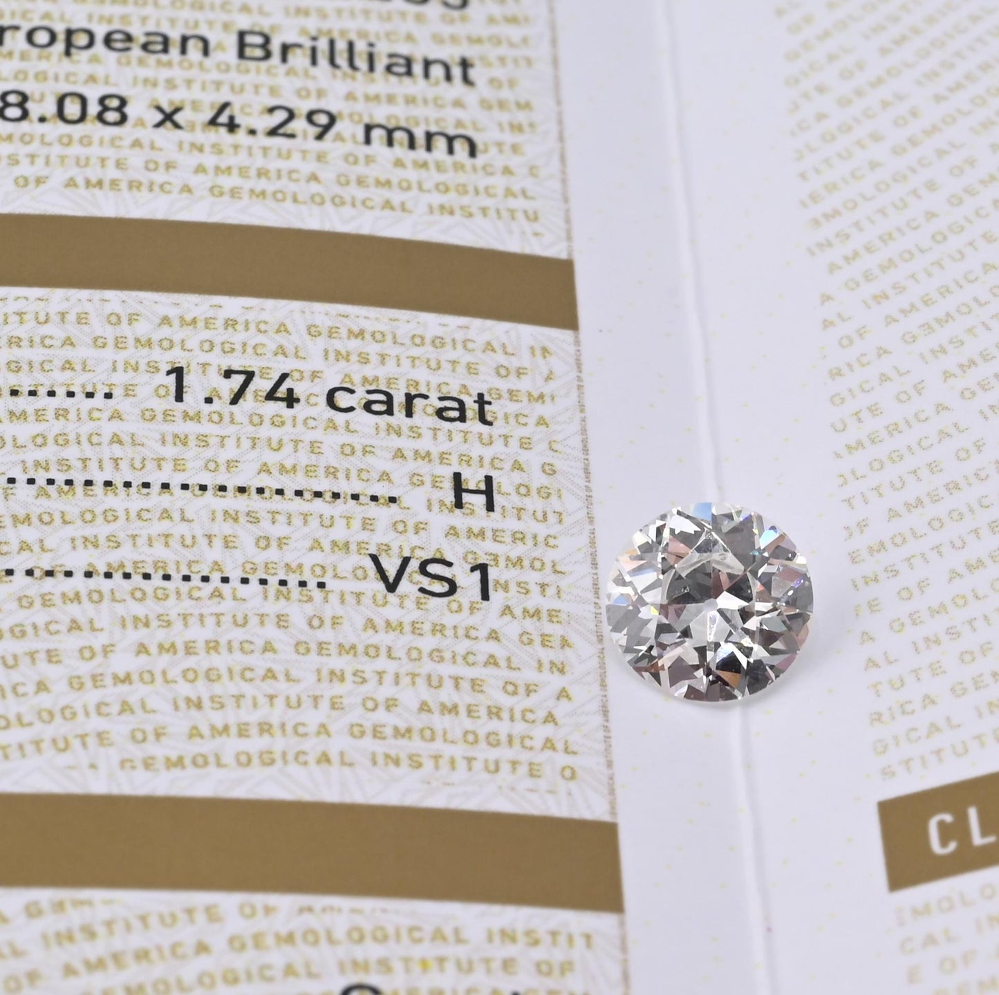 1.74ct Old European Cut Diamond | GIA Natural H VS1 | Antique Loose Stone