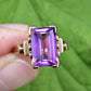 10K Yellow Gold Sapphire Ring Art Deco / Retro Era IGI Certified Size 6.75