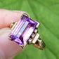 10K Yellow Gold Sapphire Ring Art Deco / Retro Era IGI Certified Size 6.75
