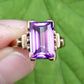 10K Yellow Gold Sapphire Ring Art Deco / Retro Era IGI Certified Size 6.75
