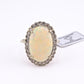 IGI Certified 14K Gold Natural Opal & Diamond Halo Ring Mid Century / Art Deco