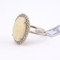 IGI Certified 14K Gold Natural Opal & Diamond Halo Ring Mid Century / Art Deco