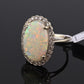 IGI Certified 14K Gold Natural Opal & Diamond Halo Ring Mid Century / Art Deco