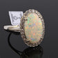 IGI Certified 14K Gold Natural Opal & Diamond Halo Ring Mid Century / Art Deco