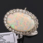 IGI Certified 14K Gold Natural Opal & Diamond Halo Ring Mid Century / Art Deco