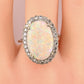 IGI Certified 14K Gold Natural Opal & Diamond Halo Ring Mid Century / Art Deco