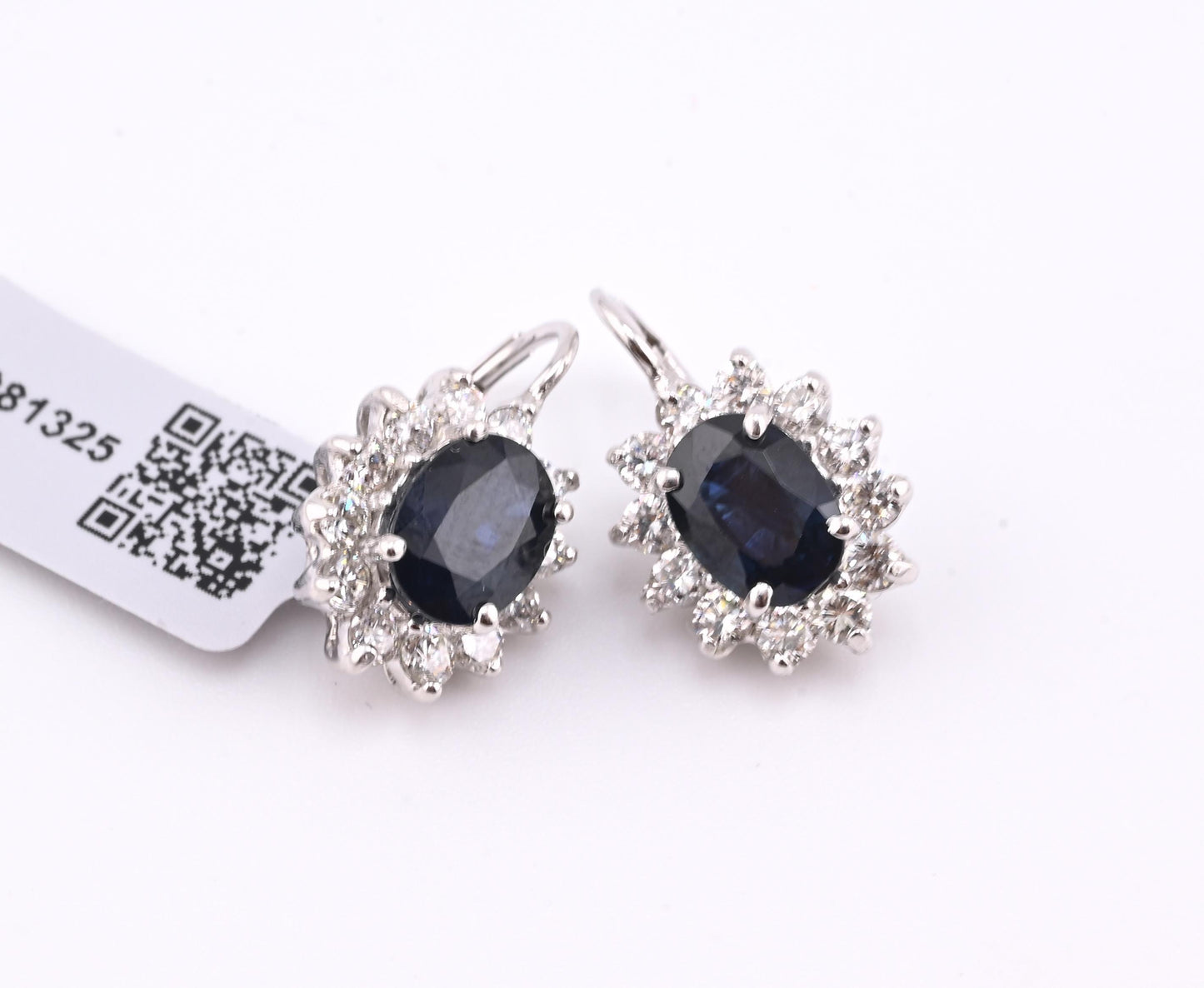IGI Certified 14K White Gold Sapphire & Diamond Halo Earrings 3.16 CT Sapphire