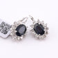 IGI Certified 14K White Gold Sapphire & Diamond Halo Earrings 3.16 CT Sapphire