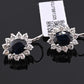 IGI Certified 14K White Gold Sapphire & Diamond Halo Earrings 3.16 CT Sapphire