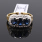IGI Certified 14K Yellow & White Gold Sapphire Diamond Ring 1.96 CTW Size 8