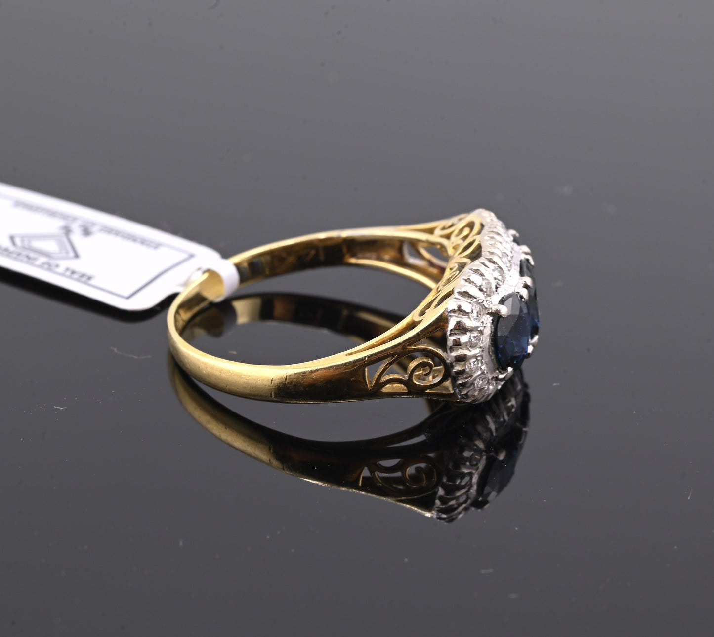 IGI Certified 14K Yellow & White Gold Sapphire Diamond Ring 1.96 CTW Size 8
