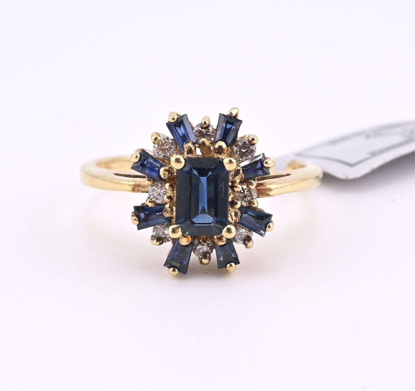 IGI Certified 14K Yellow Gold Sapphire & Diamond Cluster Ring 1.35 CTW Size 7.5