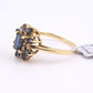 IGI Certified 14K Yellow Gold Sapphire & Diamond Cluster Ring 1.35 CTW Size 7.5