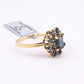 IGI Certified 14K Yellow Gold Sapphire & Diamond Cluster Ring 1.35 CTW Size 7.5