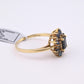 IGI Certified 14K Yellow Gold Sapphire & Diamond Cluster Ring 1.35 CTW Size 7.5
