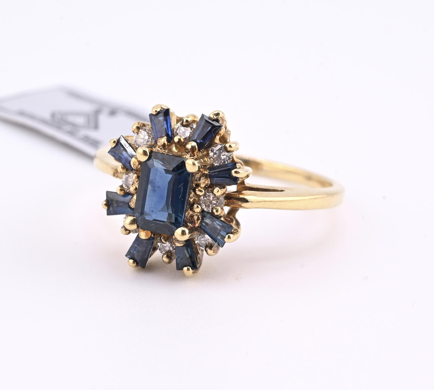 IGI Certified 14K Yellow Gold Sapphire & Diamond Cluster Ring 1.35 CTW Size 7.5
