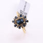 IGI Certified 14K Yellow Gold Sapphire & Diamond Cluster Ring 1.35 CTW Size 7.5
