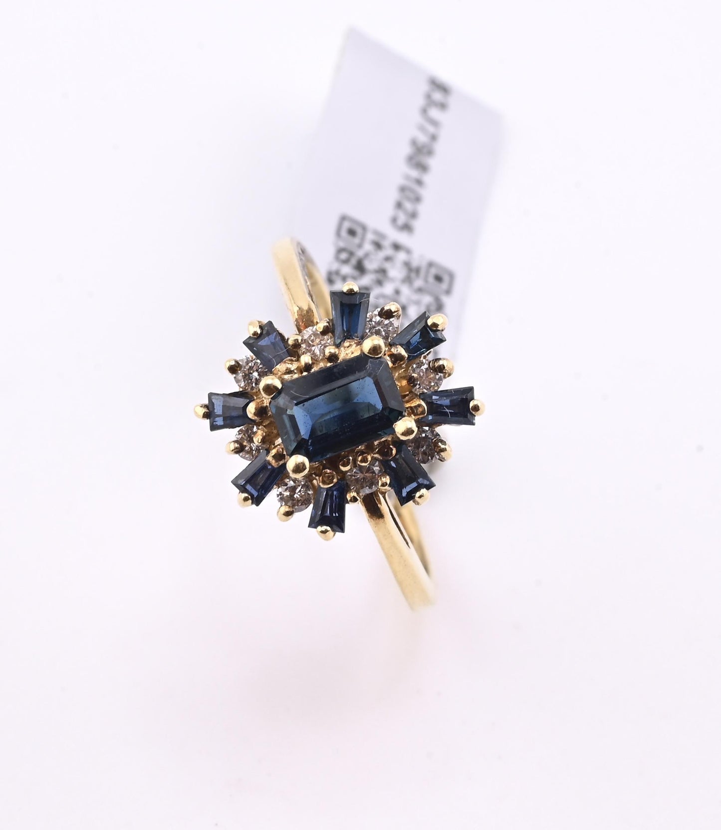 IGI Certified 14K Yellow Gold Sapphire & Diamond Cluster Ring 1.35 CTW Size 7.5
