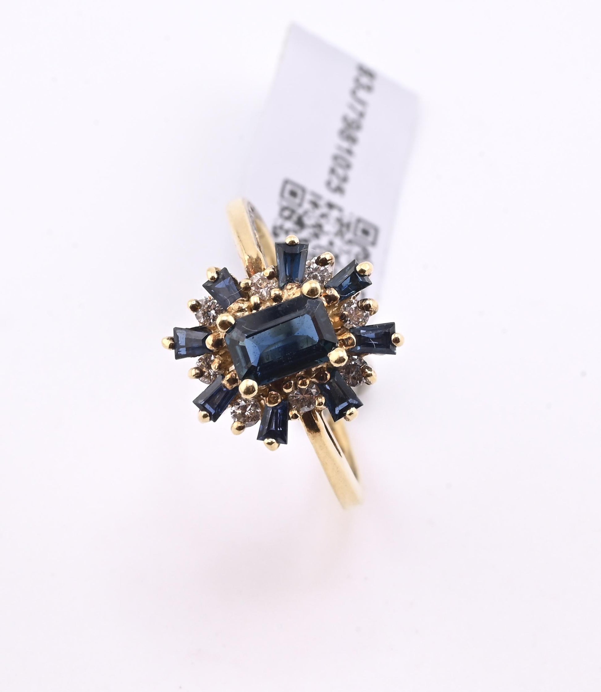 IGI Certified 14K Yellow Gold Sapphire & Diamond Cluster Ring 1.35 CTW Size 7.5